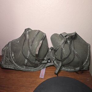 Savage X Fenty Glittering Strappy Bra in Greenish Gray